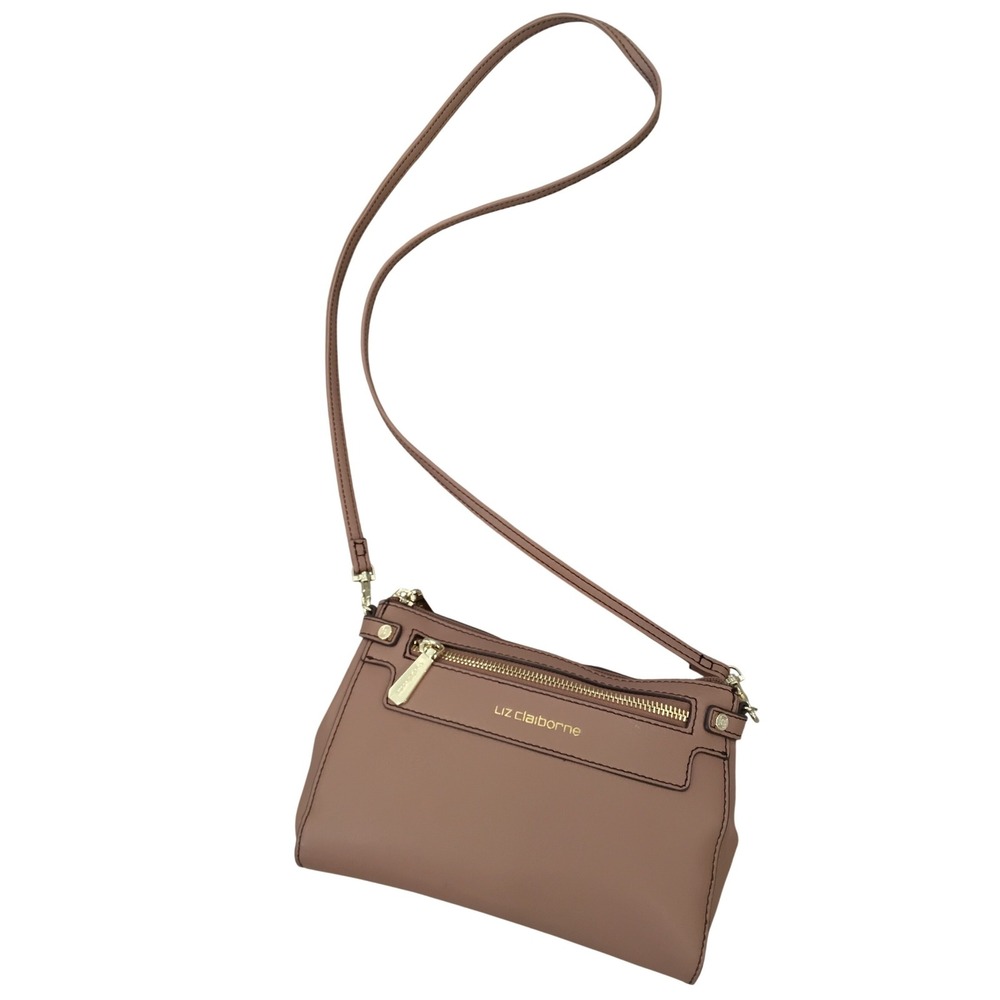 Liz Claiborne Faux Leather Crossbody with Built-in Card Slots and Gold Hardware